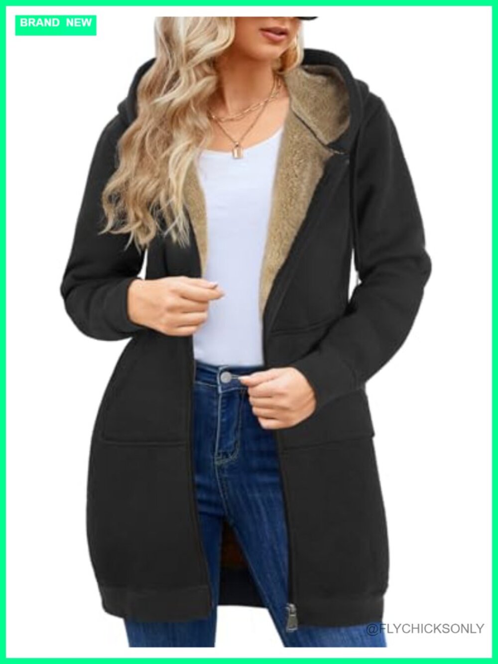 Women's Plus Size Long Fleece Hoodie Warm Zip Up Casual Soft